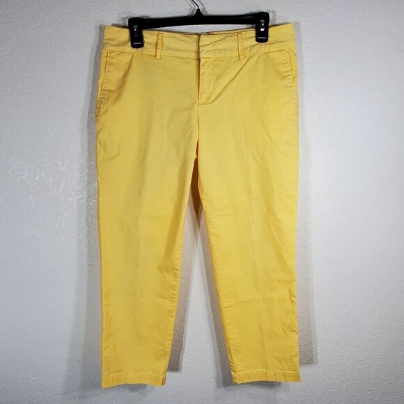 Kut from the Kloth Bright Yellow Size 8 Crop Trouser Cotton Stretch Chino Pants - Picture 7 of 12